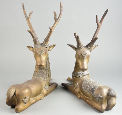 CHINE - fin du XIXe siècle 
Paire de cerfs...