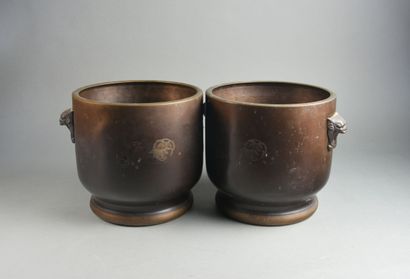 JAPON - Epoque Meiji 
Paire de cache-pots...