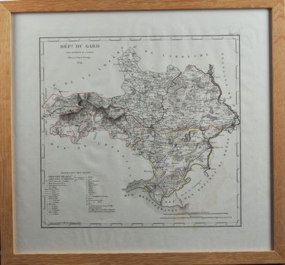 Suite de quatre cartes géographiques département...