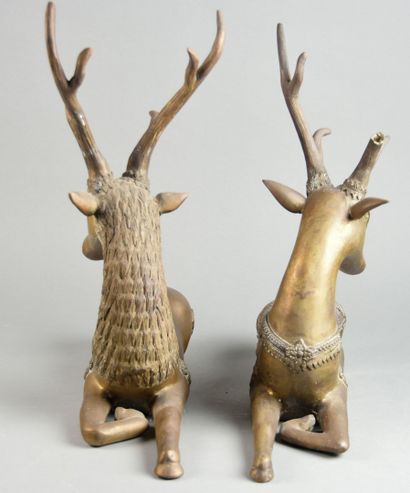 CHINE - fin du XIXe siècle 
Paire de cerfs...
