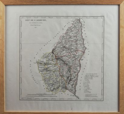 Suite de quatre cartes géographiques département...