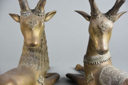 CHINE - fin du XIXe siècle 
Paire de cerfs...