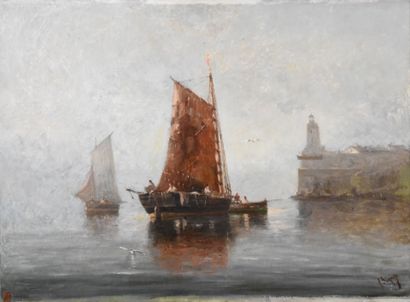 Paul SEIGNON (1820-1890) 
Catalan fishermen
Oil...