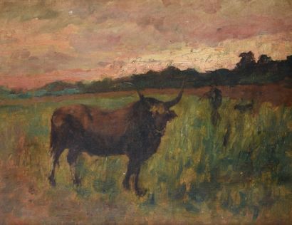 François SIMON (1818-1896)
Bull in the meadows
Oil...