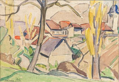 Adrien BAS (1884-1925)
Franche-Comté landscape
Watercolor,...