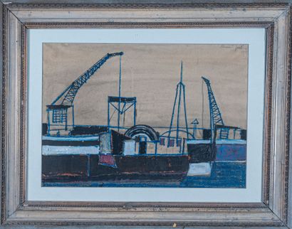 Bernard GANTNER (1928-2018)
Cranes and barges,...
