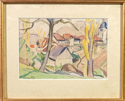 Adrien BAS (1884-1925)
Franche-Comté landscape
Watercolor,...