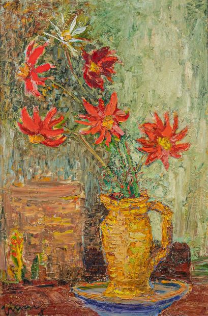 Jean VINAY (1907-1978)
Yellow pot with dahlias
Oil...