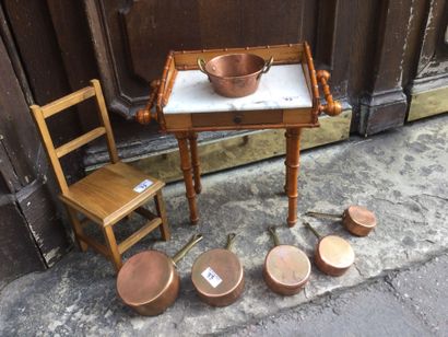 Meuble toilette en bois clair façon bambou,...