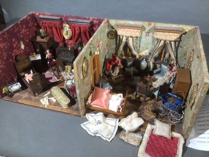 Maison de poupées comprenant le salon et...