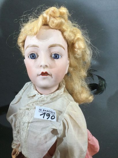 Poupée tête biscuit coulé, blonde aux yeux...