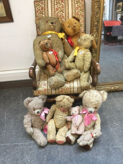 Lot de 9 ours peluches de 24 à 78cm, dont...