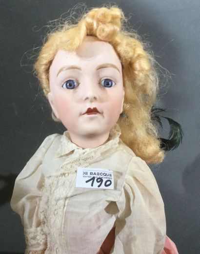 Poupée tête biscuit coulé, blonde aux yeux...