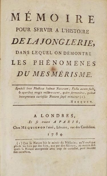 (Animal magnetism). [RETZ (Noël)]. MEMOIRE...