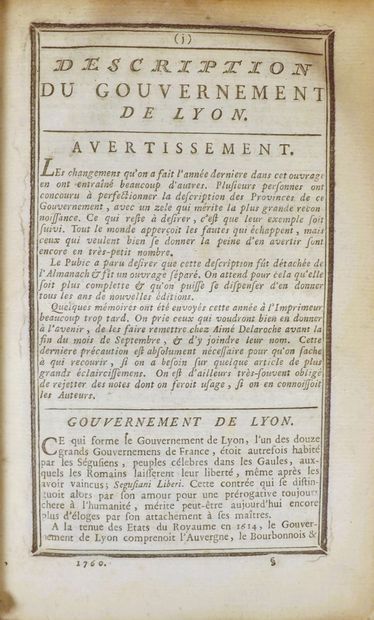 (Lyon) - DESCRIPTION DU GOUVERNEMENT DE LYON....