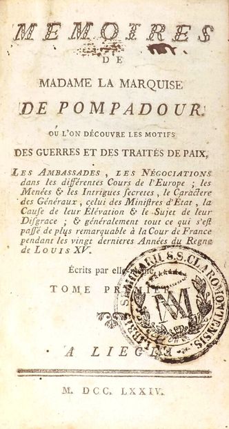 POMPADOUR (Marquise de).MEMOIRES de madame...