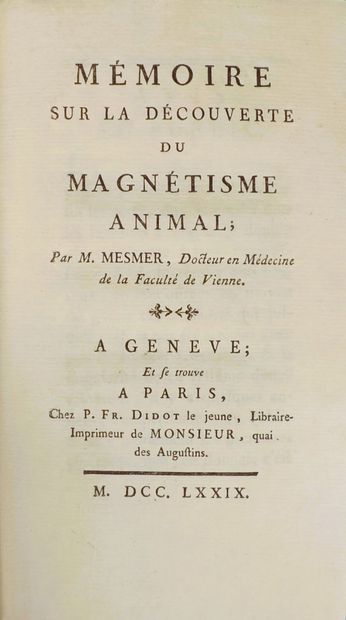 (Animal magnetism). MESMER. MEMOIRE SUR LA...