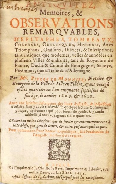 LE MONNIER (P.). ANTIQUITEZ, MEMOIRES, &...
