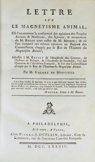 (Animal magnetism). GALART DE MONTJOYE. LETTER...