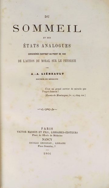 (Animal magnetism). LIEBEAULT (A. A.). DU...