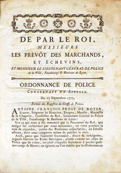 (Lyon). Ordonnance de police concernant un...