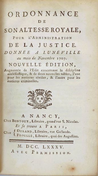 ORDONNANCE DE LORRAINE. ORDINANCE DE SON...