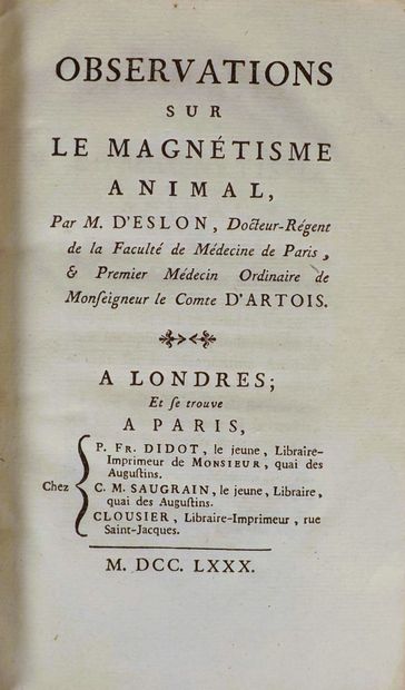 (Animal magnetism). ESLON (D'). OBSERVATIONS...