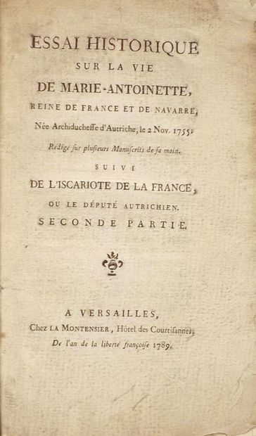 [MARIE-ANTOINETTE]. ESSAI HISTORIQUE SUR...