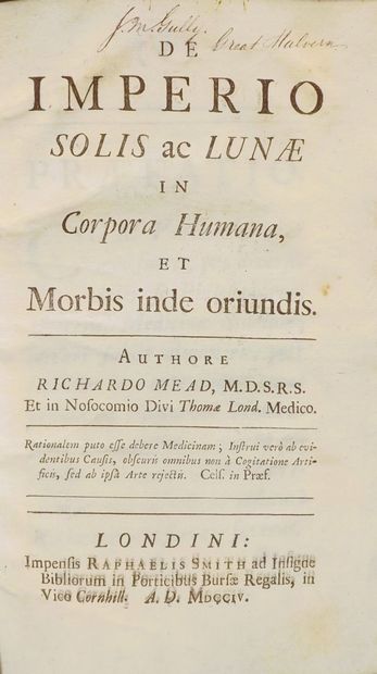 (Animal magnetism). MEAD (Richard). DE IMPERIO...