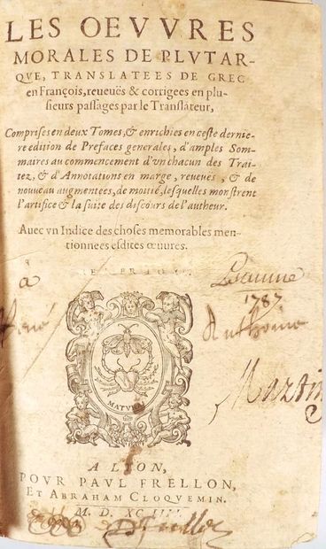 PLUTARCH. LES OEUVRES MORALES de Plutarque,...