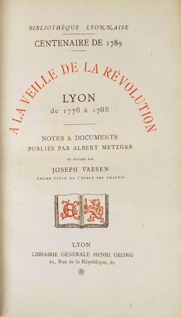 (Lyon). METZGER (A.)-VAESEN (J.). On the...