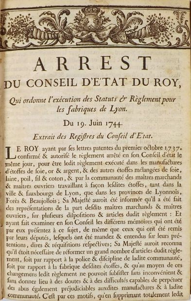 (Lyon). ARREST du conseil d'état du Roy qui...
