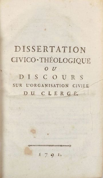 [RECUEIL SUR L'ORGANISATION DE CLERGE]. RECUEIL...
