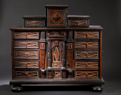 Exotic wood CABINET with architectural front,...