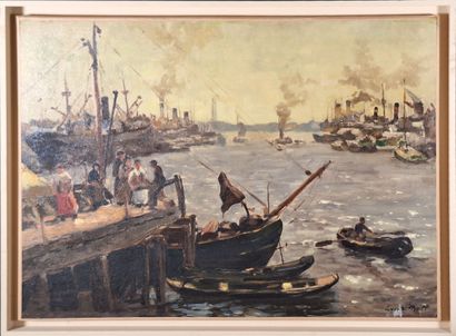 Evert MOLL (1878-1955)
The Port
Oil on panel,...
