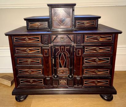 Exotic wood CABINET with architectural front,...