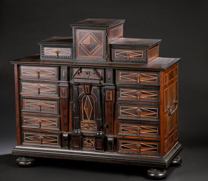 Exotic wood CABINET with architectural front,...