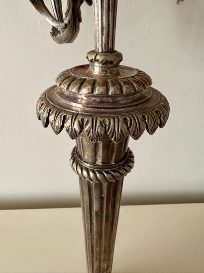 PAIR OF LARGE silver-plated bronze CANDELABRES...