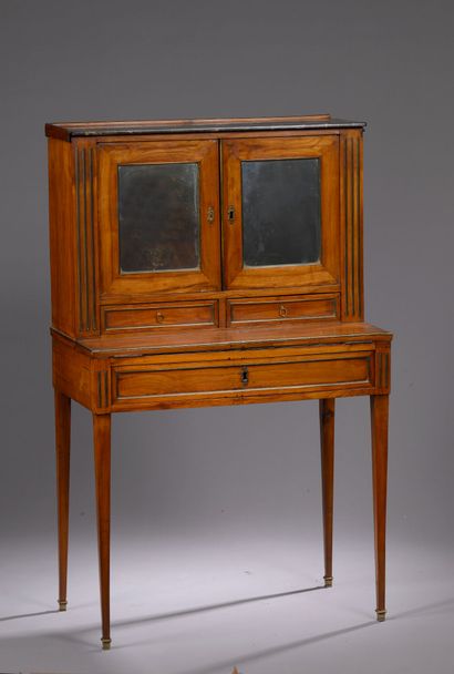 BONHEUR DU JOUR DESKTOP in walnut and brass...