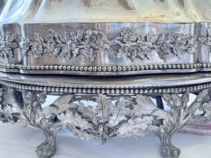 Pair of oval silver-plated chafé plates with...