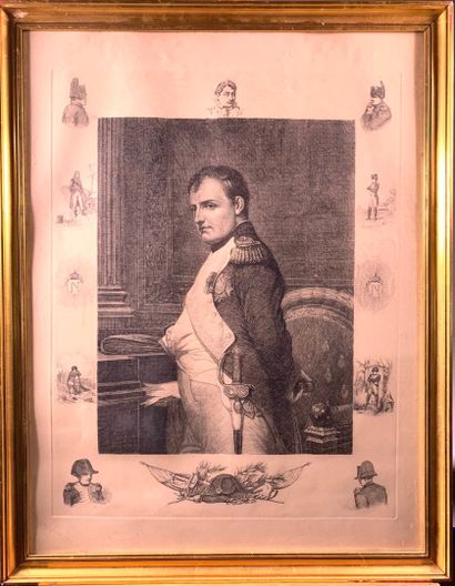 Napoléon 
Gravure encadrée sous verre
H....