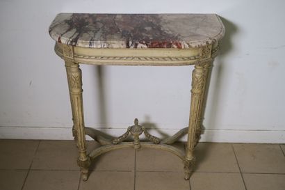Console demi-lune en bois mouluré et sculpté,...