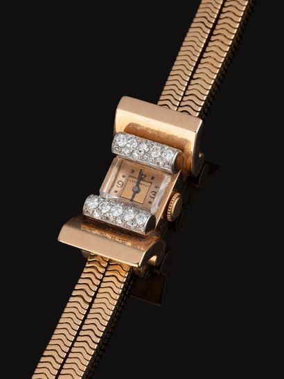 LEROY & FILS 
Montre en or jaune 18K (750‰)...