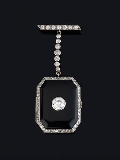Broche en platine (850‰) et or gris 18K (750‰)...