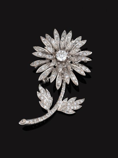 Broche Clip à transformation en or gris 18K...