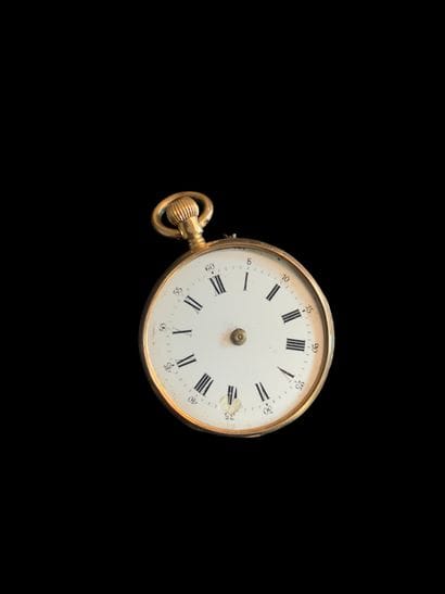 Montre de col en or jaune 18K (750‰) accidentée....