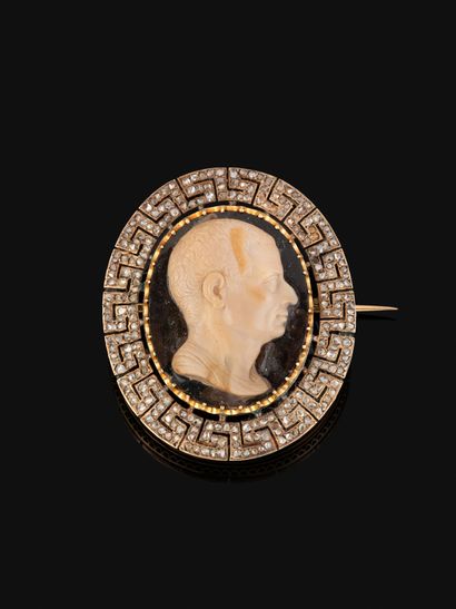 Broche ovale en or jaune 14K (585‰), épingle...