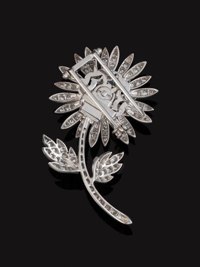 Broche Clip à transformation en or gris 18K...