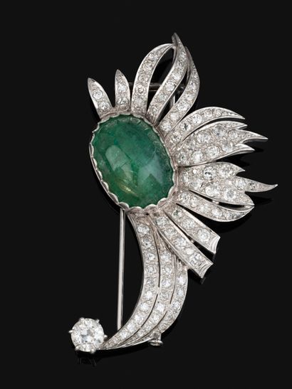 Broche Gerbe en or gris 18K (750‰) et platine...