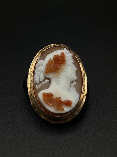 Broche en argent (800‰) vermeillé, centrée...